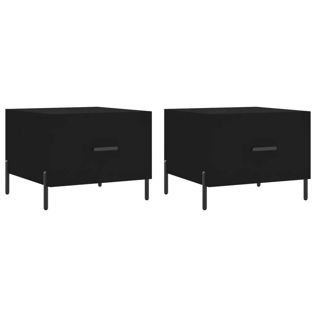 2 pz Tavolini da salotto | Tavolino da caff¨¨ | Tavolino da Soggiorno Neri 50x50x40 cm in Legno Multistrato