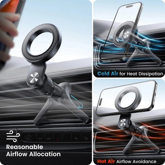 Oggetto di supporto auto per iPhone - Ventilatore rotondo - Supporto magnetico per telefono portatile - Rotazione 360° - Supporto per telefono auto per iPhone