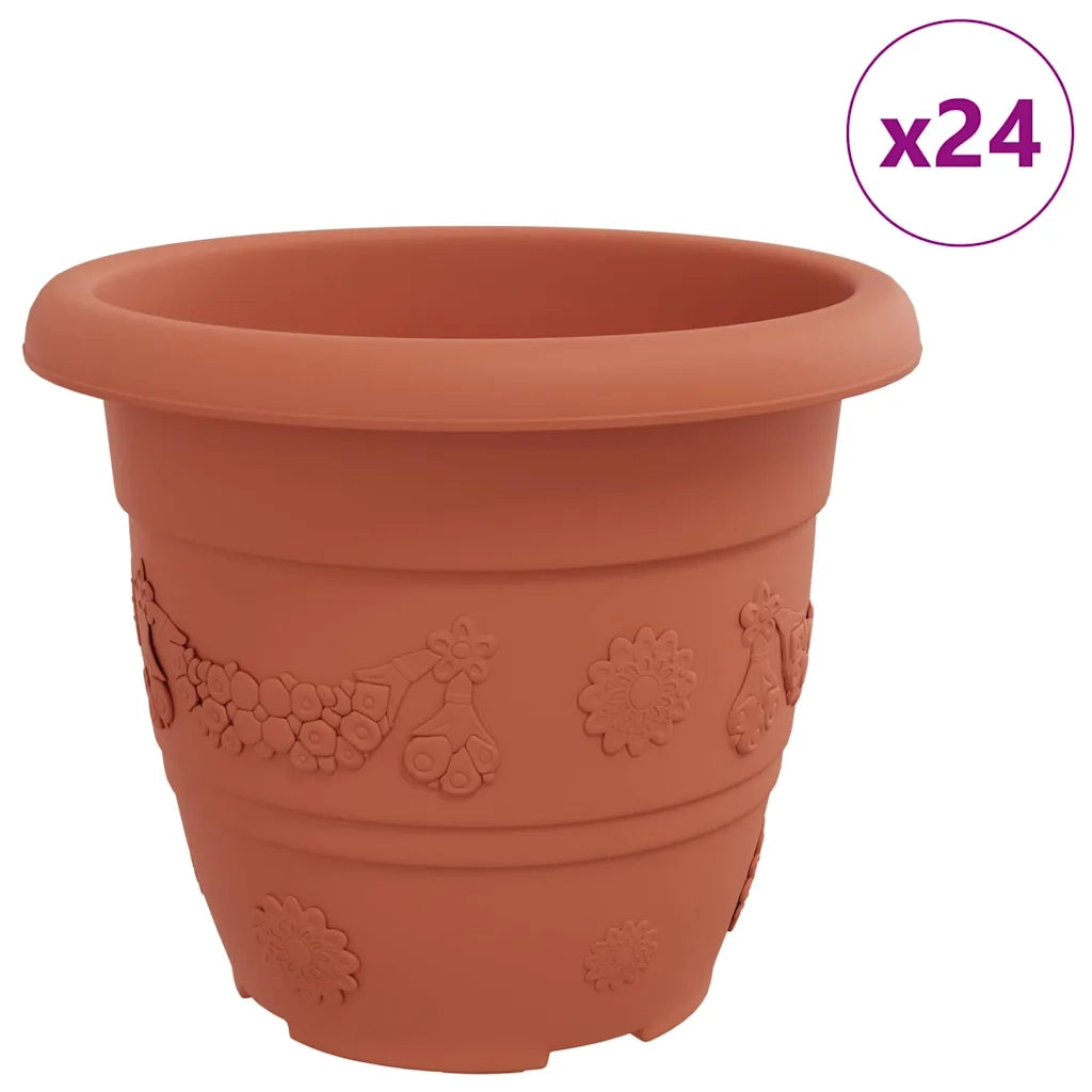 Vaso Rotondo per Fiori 24 pcs Rosso Mattone Ø 26 x 21.5 cm 42020291