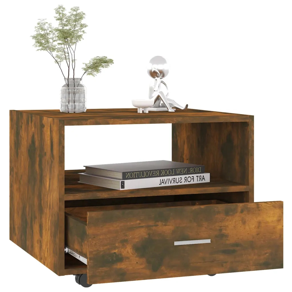 Tavolino da Salotto Rovere Fumo 55x55x40 cm Legno Multistrato