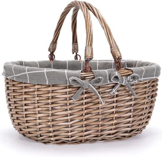Sacchetto da picnic GOOD GAIN - Mandolina a mano con maniglie pieghevoli e intrecciate a mano - per pic nic, conservazione giocattoli e confezione regalo
