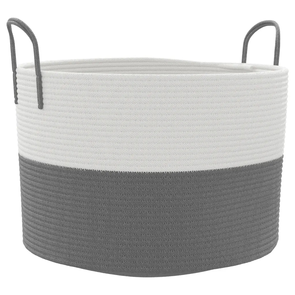 Cestino Portaoggetti Grigio e Bianco ?51x33 cm in Cotone CFW1111186