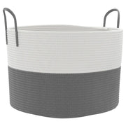 Cestino Portaoggetti Grigio e Bianco ?51x33 cm in Cotone CFW1111186