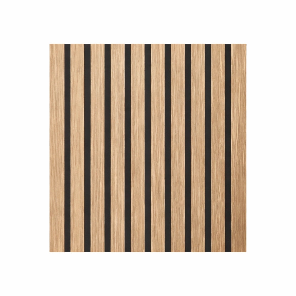 Set 12 Pannelli Decorativi 60x60 cm Motivo a Doghe in MDF e Feltro PET Rivestimento Murale Fonoassorbente Rovere