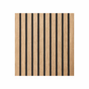 Set 12 Pannelli Decorativi 60x60 cm Motivo a Doghe in MDF e Feltro PET Rivestimento Murale Fonoassorbente Rovere