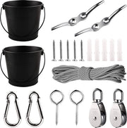 Set di strumenti per giardinaggio, manovella con cavo di acciaio, ideale per bambini come accessorio per il casale degli alberi, la casa dei giochi e il sistema di arrampicata. (colore: nero)
