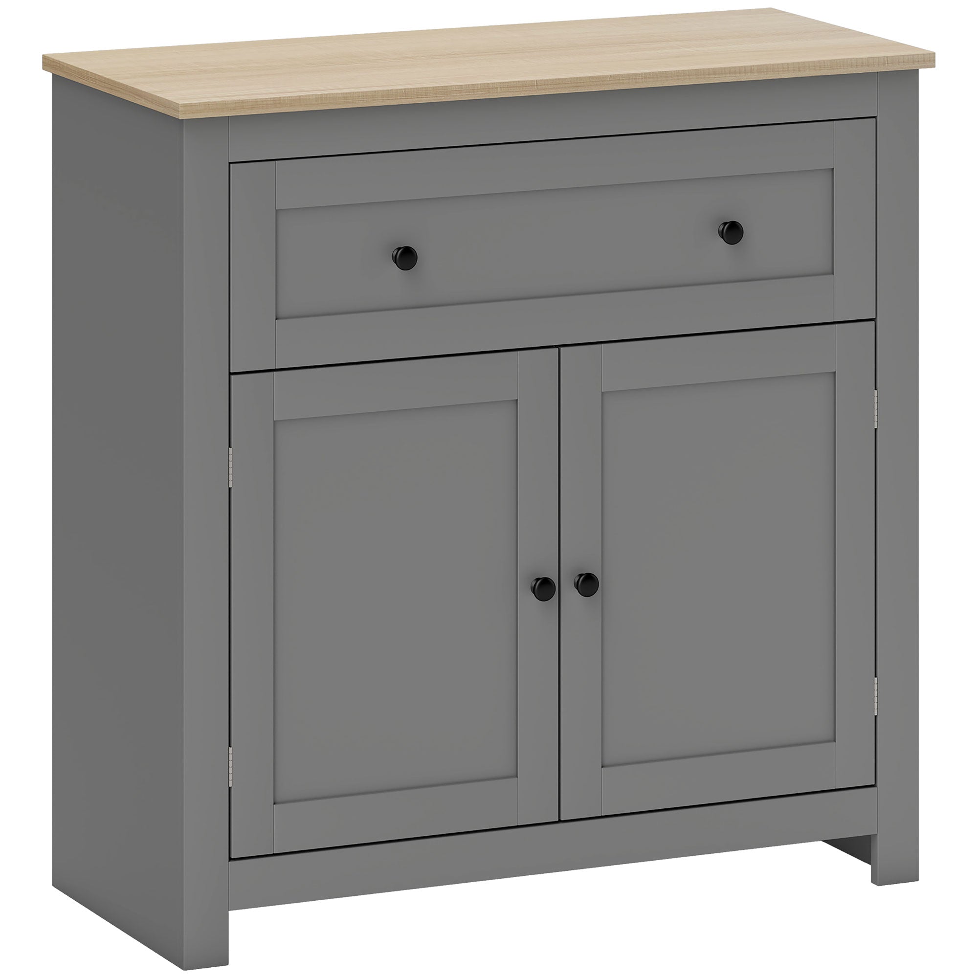 Credenza Cucina Bassa 78.5x35x80 cm con Cassetto e Armadietto in Legno Grigio