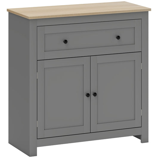 Credenza Cucina Bassa 78.5x35x80 cm con Cassetto e Armadietto in Legno Grigio