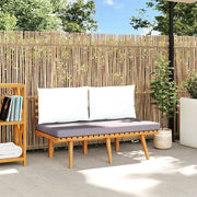 Panca da Giardino con Cuscini-Sgabello-Panca da esterno 115 cm in Legno Massello Acacia