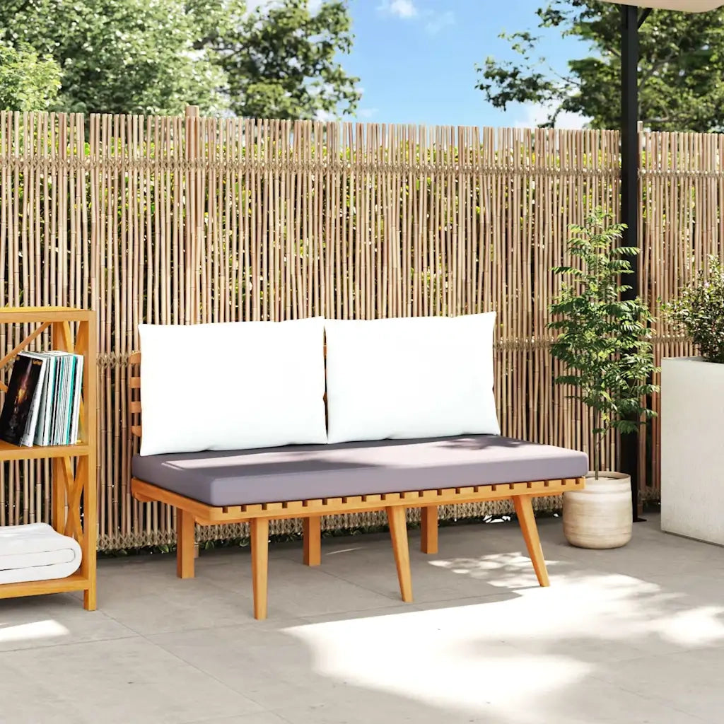 Panca da Giardino con Cuscini-Sgabello-Panca da esterno 115 cm in Legno Massello Acacia