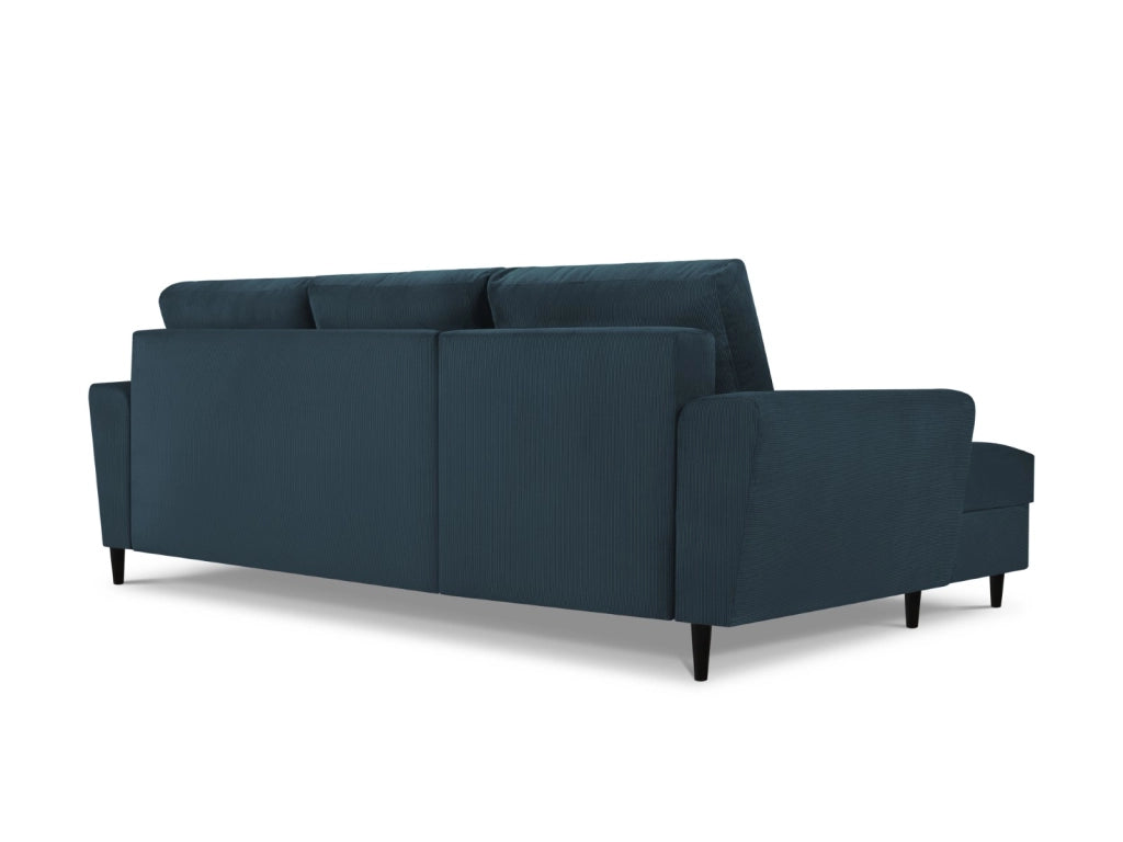 Cosmopolitan Design - Divano convertibile angolare sinistro con box "Kyoto" 4 posti in velluto a coste blu scuro 