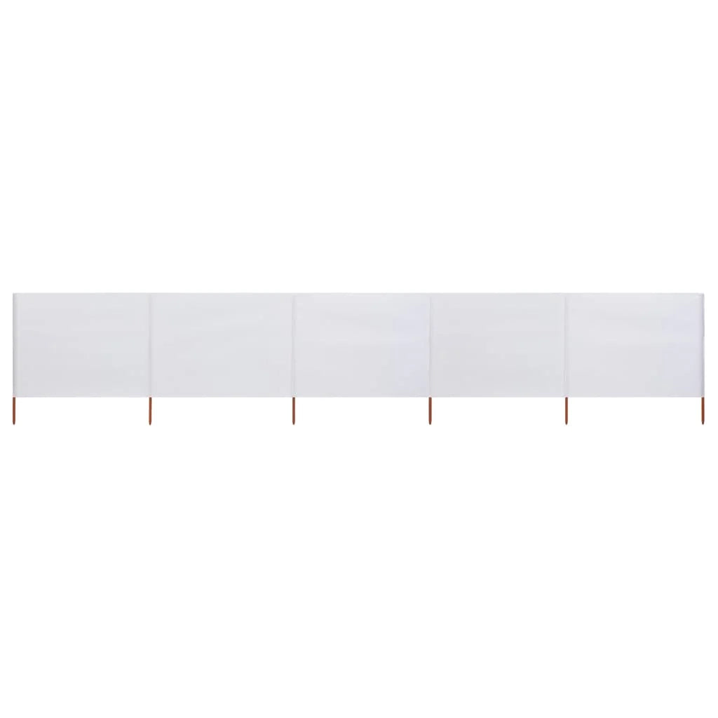 Paravento in tessuto a 5 pannelli 600 x 80 cm bianco sabbia 02_0008831