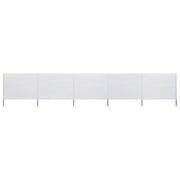 Paravento in tessuto a 5 pannelli 600 x 80 cm bianco sabbia 02_0008831
