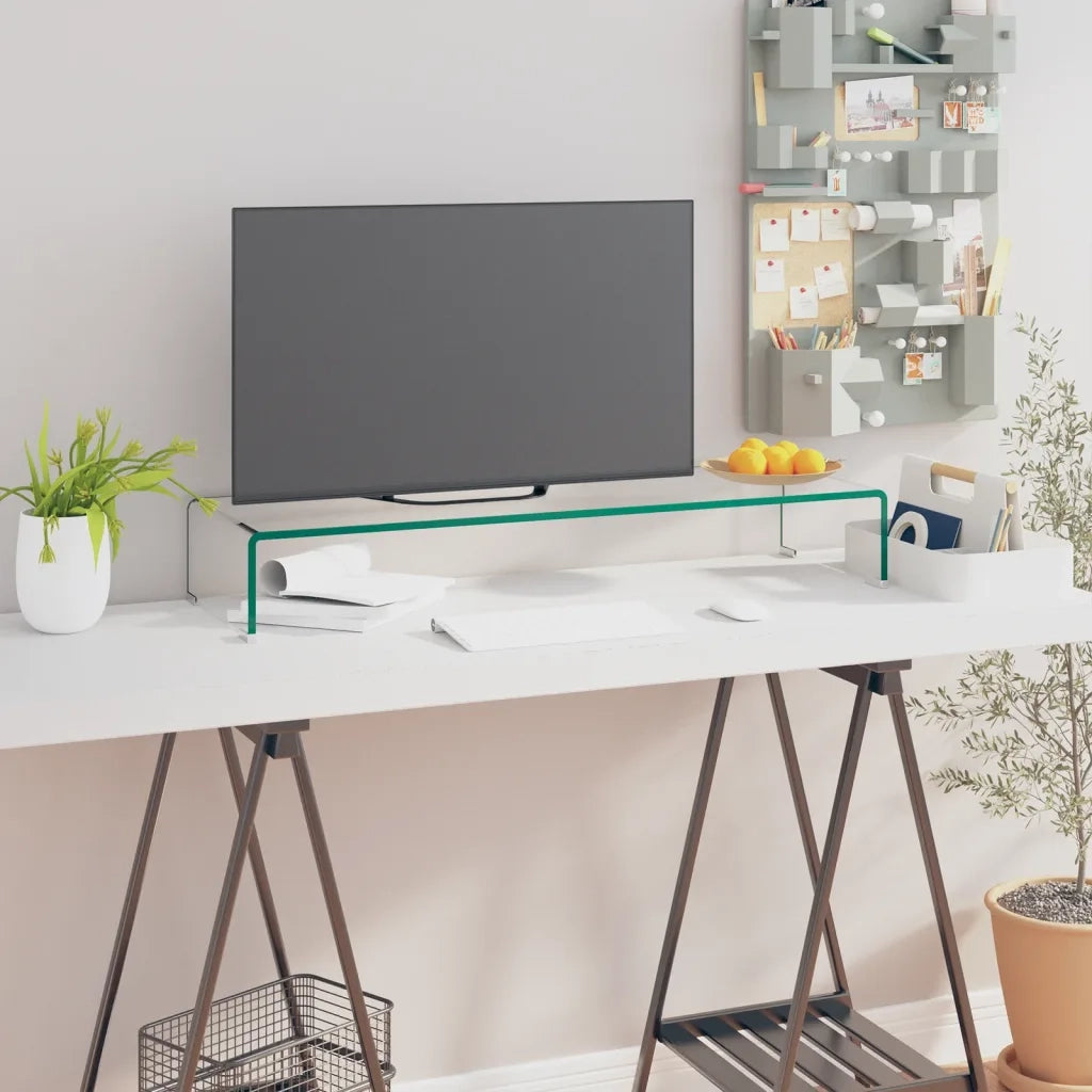 Mobile/Rialzo Porta TV-Supporto per TV in Vetro Trasparente 90x30x13 cm