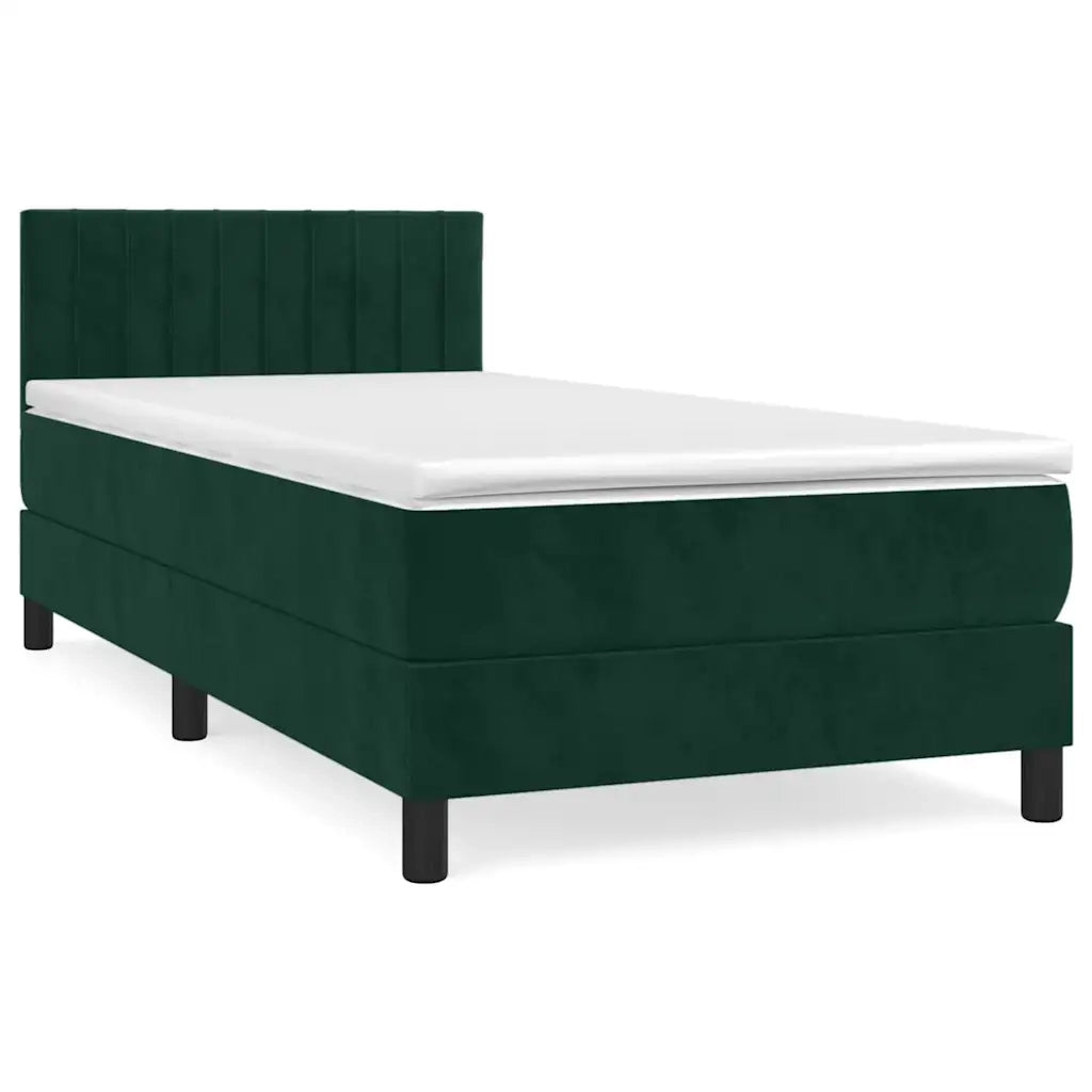Giroletto a Molle con Materasso Verde Scuro 90x200 cm Velluto 3141404