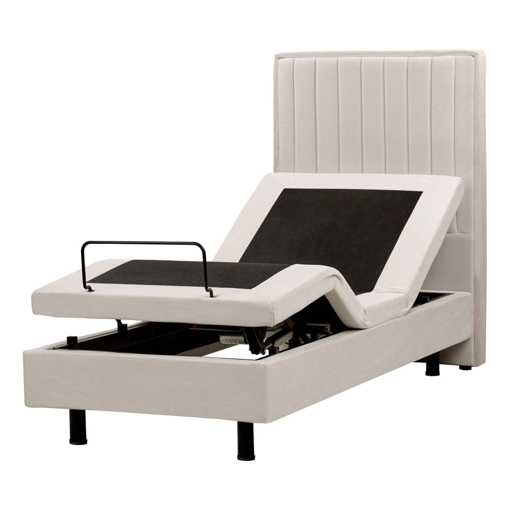 Letto Tessuto Beige chiaro Elettrico Regolabile con Telecomando 80 x 200 cm