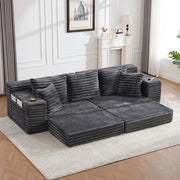 Divano letto 2 posti estraibile ¨C Minimal ¨C grigio scuro, tessuto con cuscini