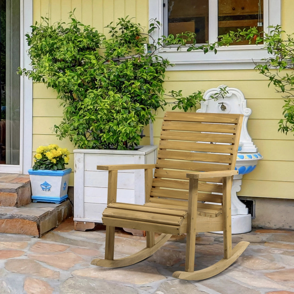 Sedia da Giardino con Dondolo ¨C zephmum ¨C Legno Naturale 64x86x85 cm