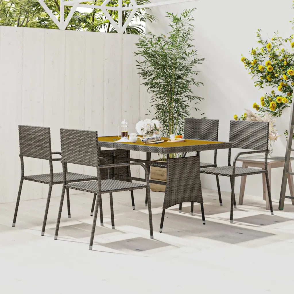 Set da Pranzo per Esterni 5 pz in Polyrattan Grigio 3120102