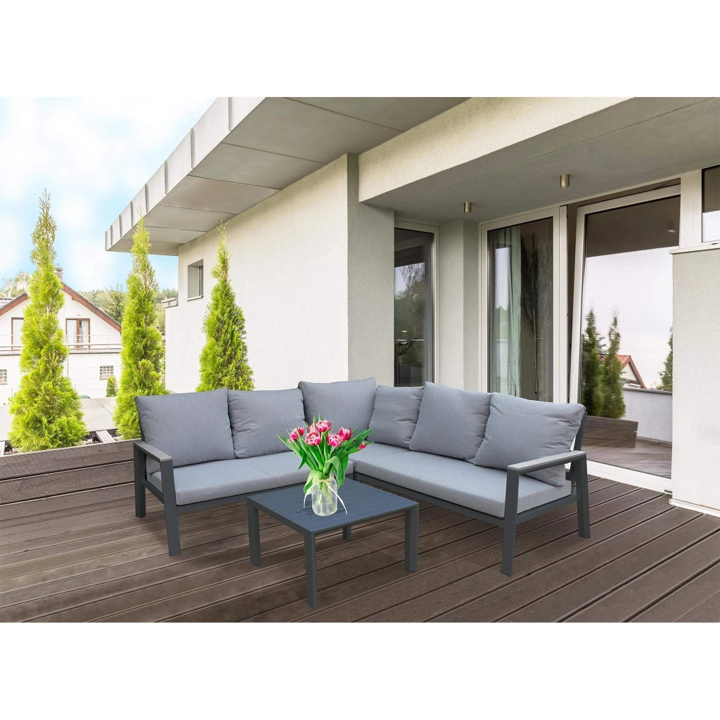 Salotto angolare da Giardino in Alluminio Poliestere cm 135x86x82 - SURA