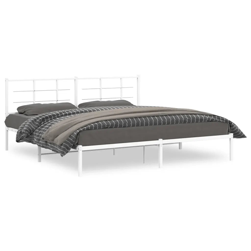 Giroletto con Testiera-Struttura Letto con testiera Metallo Bianco 193x203 cm 701043
