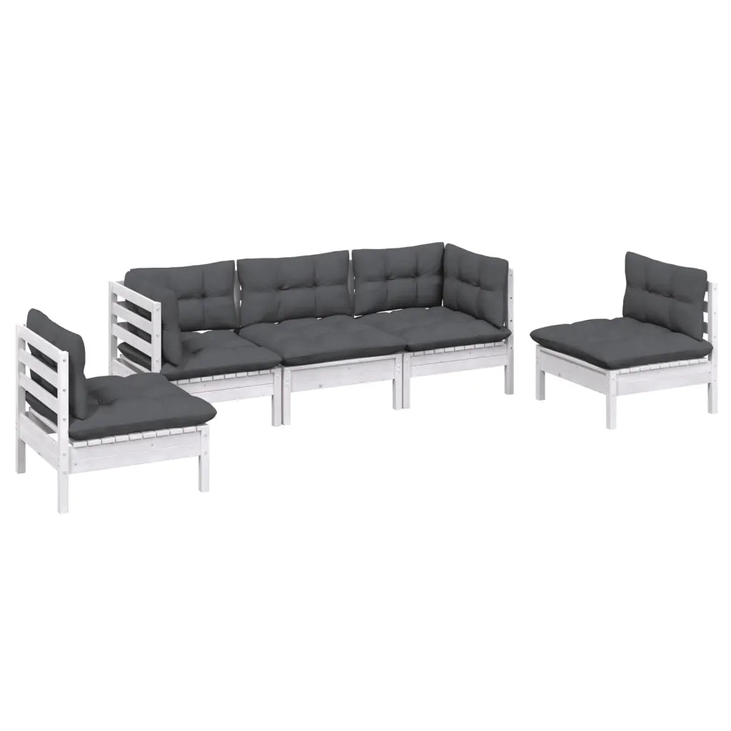 Set Salotto da Giardino 5pz con Cuscini Legno Massello di Pino 3096185