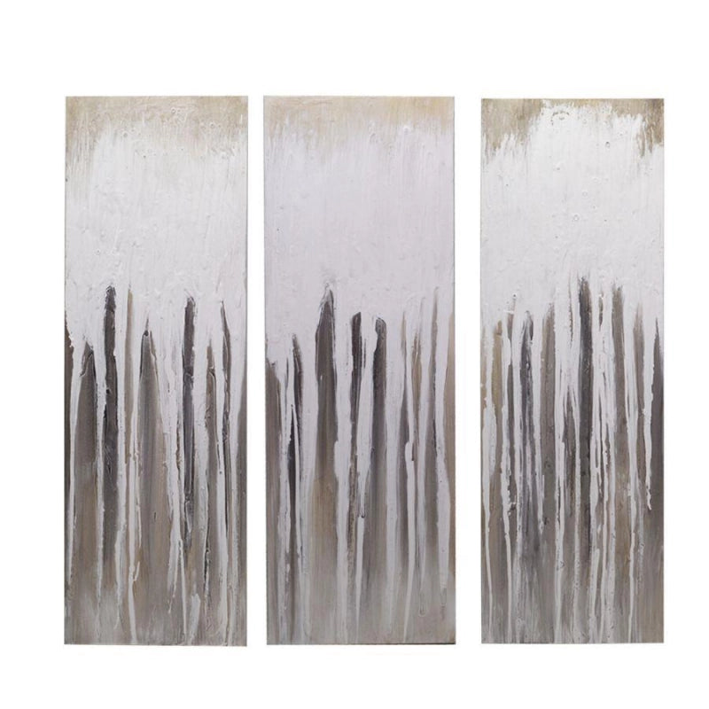 Quadro dipinto bianco marrone cm30x90x3