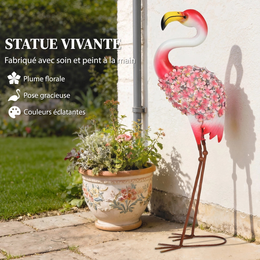 Statua Flamingo Rosa Giardino ¨C zephmum ¨C Metallo 28x19x83 cm