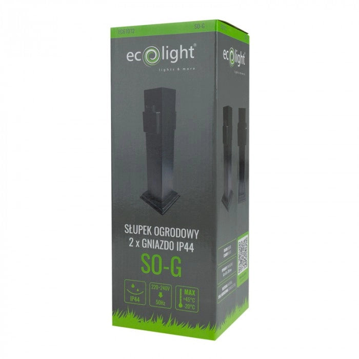 Colonnina presa giardino 2x230V IP44 nera Ecolight