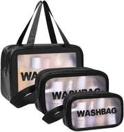 Tas di bagno trasparente per donna e uomo, organizzatore di bagno impermeabile, cosmetico con chiusura a righello e grande capacità