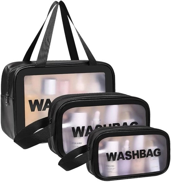 Tas di bagno trasparente per donna e uomo, organizzatore di bagno impermeabile, cosmetico con chiusura a righello e grande capacità