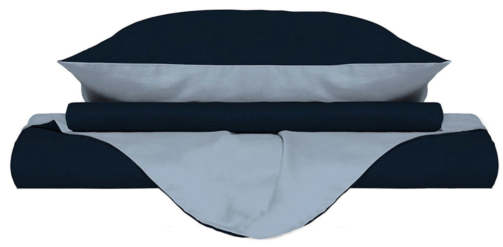 Copripiumino Singolo con Sacco e Federe Doubleface Blu Scuro/Azzurro