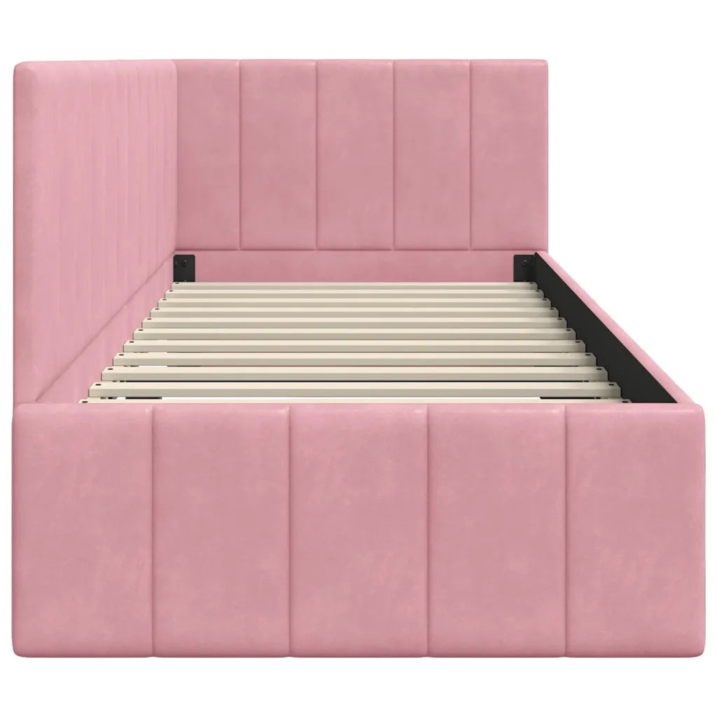 vidaXL Cornice del letto ad angolo Rosa 80 x 200 cm Velluto