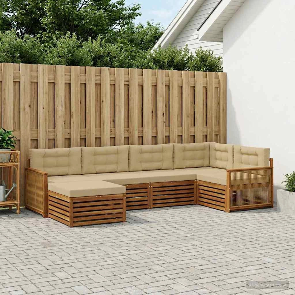 Set di divani da esterno 6 pz Naturale e Beige 3383571
