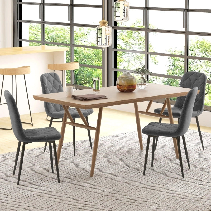 SEDIA DA PRANZO Set da 4 pezzi 45x54x87 cm Grigio effetto velluto struttura in acciaio