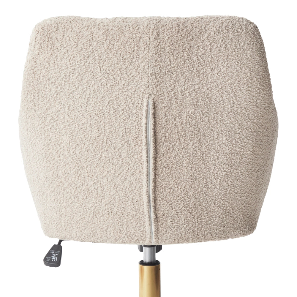 Sedia da ufficio Beige Teddy Poliestere Tessuto Nero Struttura metallica Imbottita Girevole Funzione Regolabile Mobili da Ufficio