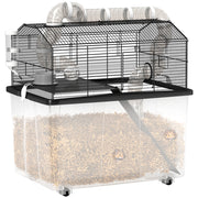 Gabbia per Criceti con Tubi e Accessori ¨C zephmum ¨C Nero 58x43x57 cm