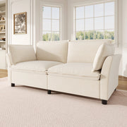 DIVANO 2 Posti 155x81x87 cm in Chenille Beige con 2 Cuscini