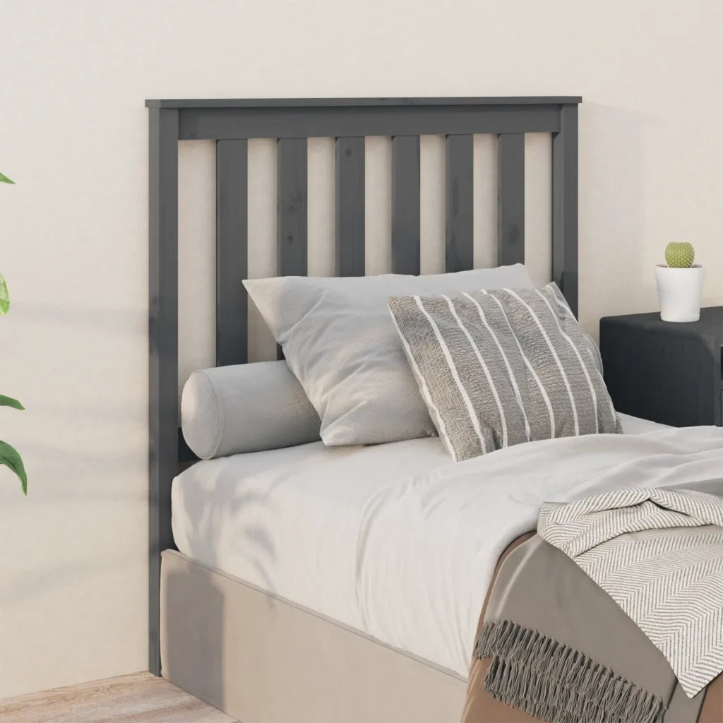 Testiera per Letto Grigia 96x6x101 cm in Legno Massello di Pino 818502
