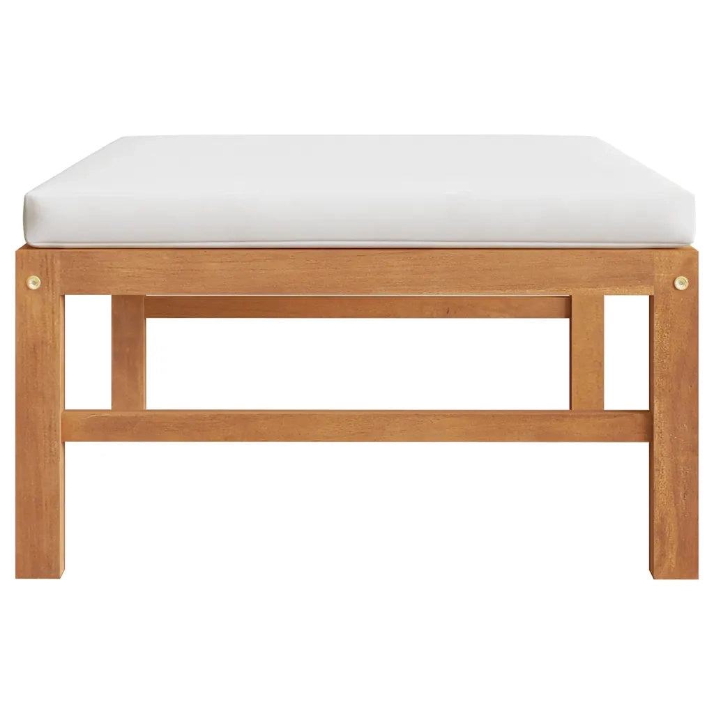 Poggiapiedi con Cuscino Crema in Legno Massello di Teak 316106