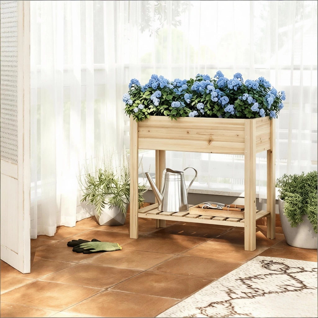 FIORIERA RIALZATA 80x75x40 cm Legno di abete con vano portaoggetti
