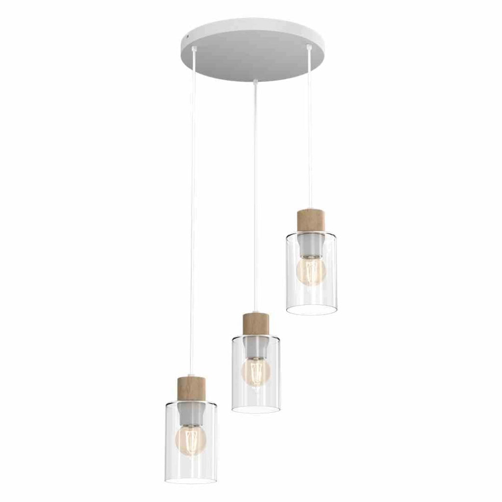 Lampada a sospensione Milagro Madera 3xE27 Ø30cm bianca