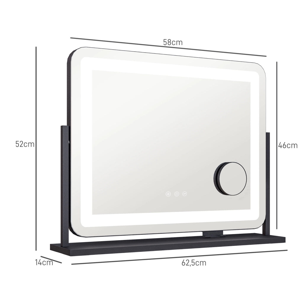 Specchio da Bagno con LED 3 Intensit¨¤ 10X ¨C zephmum ¨C Bianco 62.5x52 cm