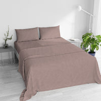 Set Lenzuola Matrimoniale Sopra Sotto e 2 Federe Linea Water Washed Rosa Antico