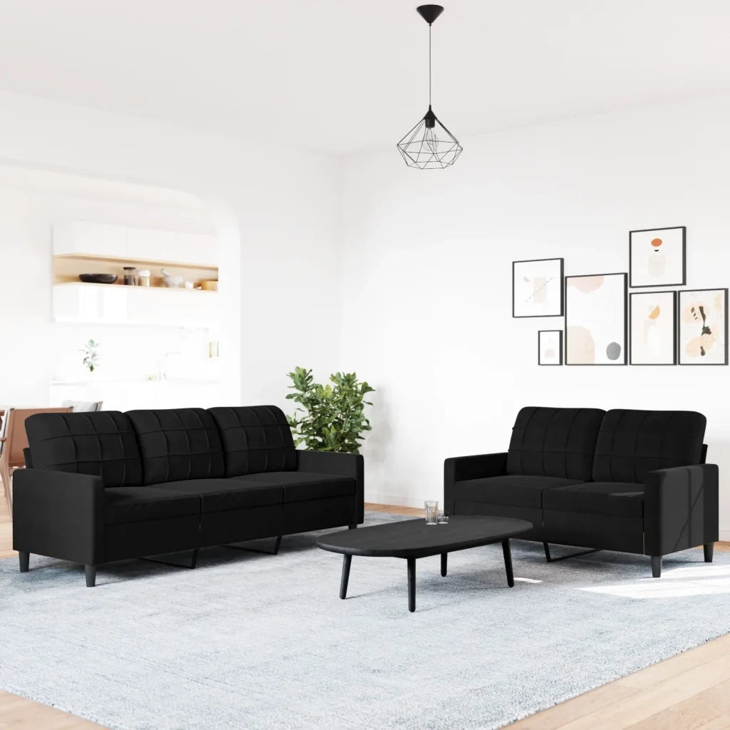 vidaXL Set di Divani 2 pz con Cuscini Nero in Velluto