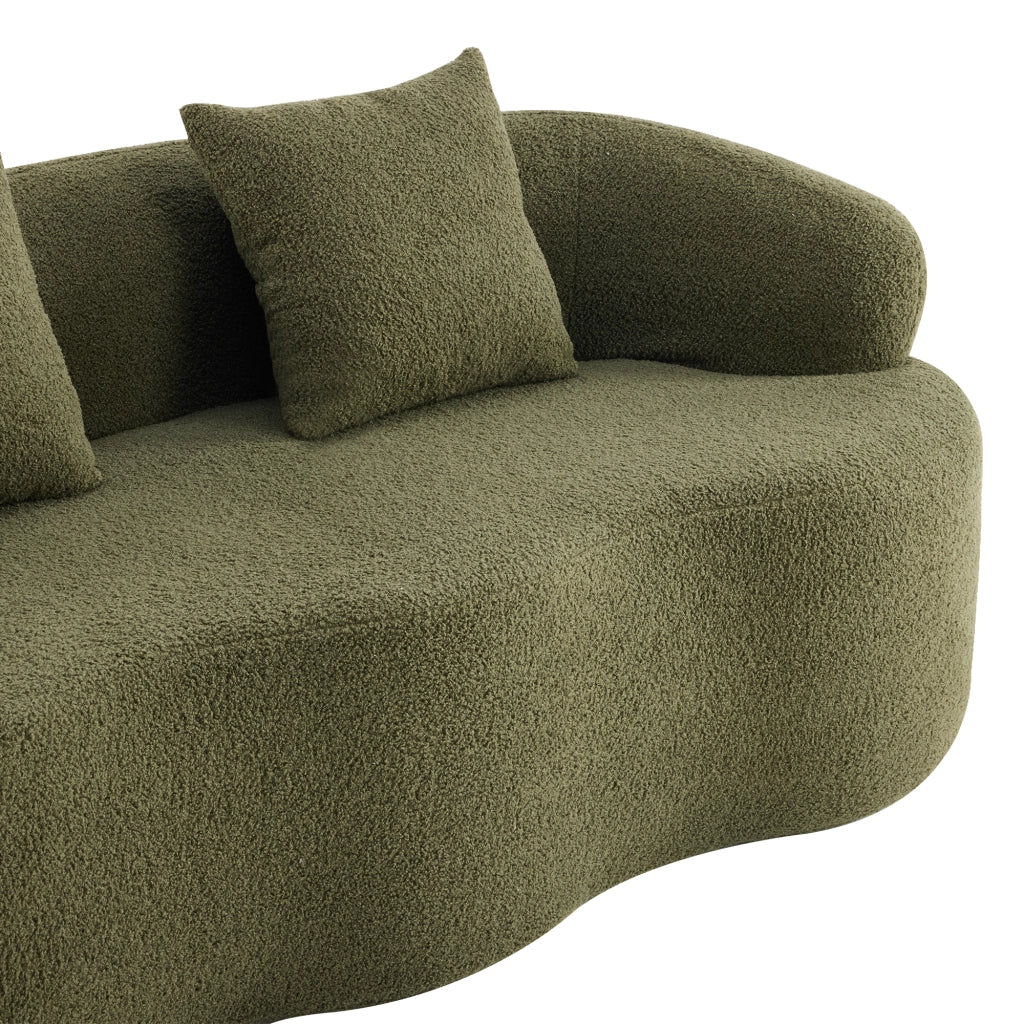 Divano a due posti curvo in schiuma e molle con cuscini per soggiorno camera da letto e ufficio verde 67 × 61 × 48 cm
