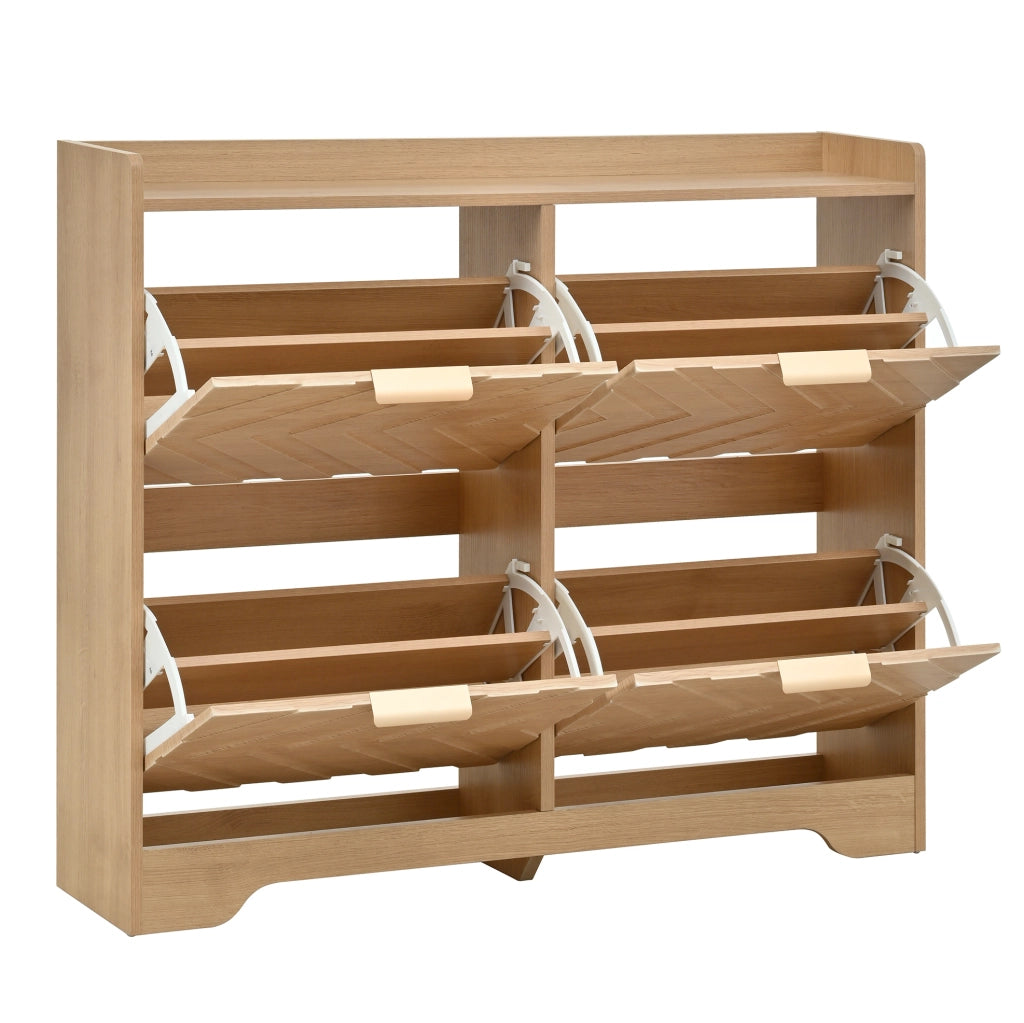 Scarpiera con 4 ante ribaltabili 105x24x90 cm in MDF naturale