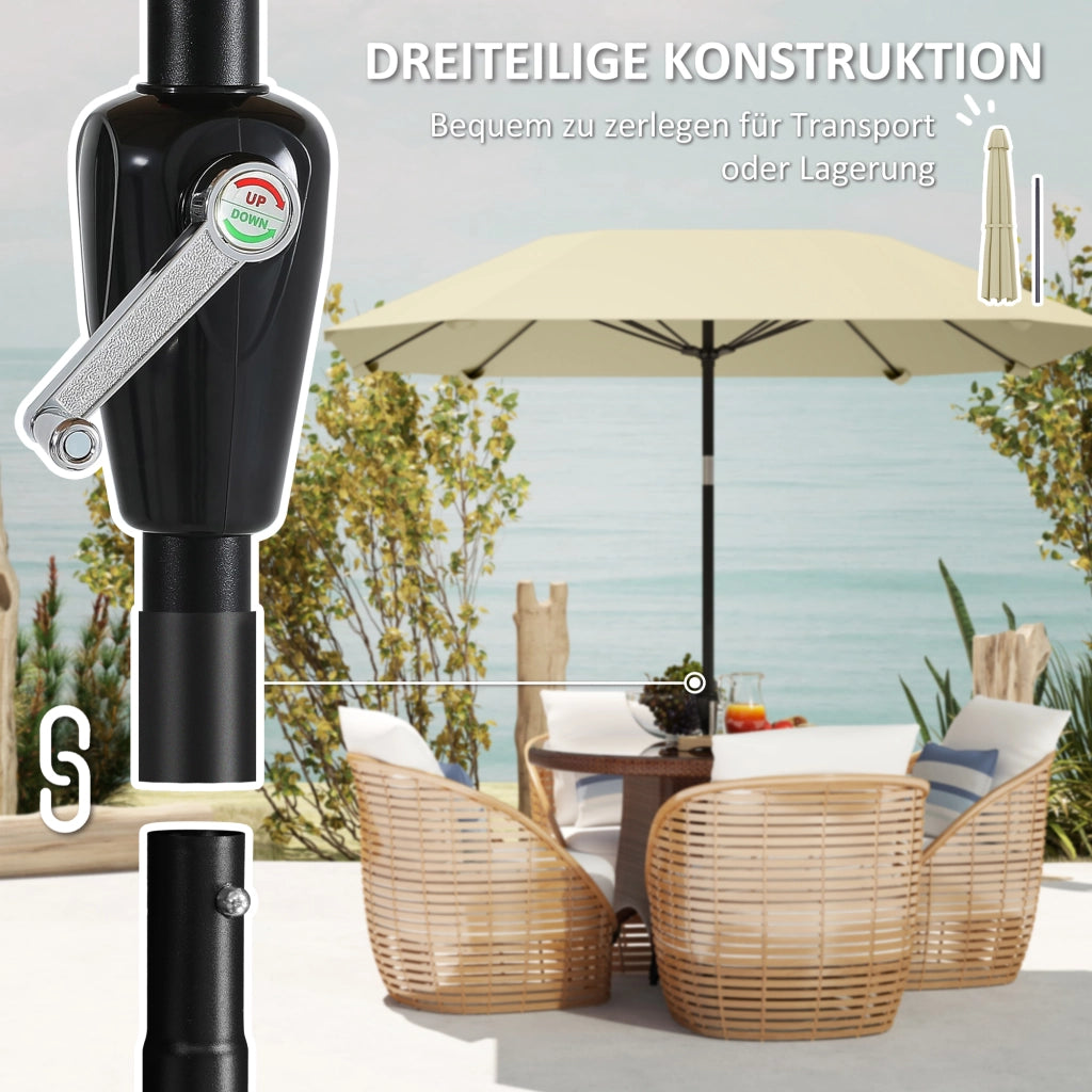Ombrellone da Giardino ¨C zephmum ¨C Beige, Poliestere, Alluminio, Fibra di Vetro, Regolabile, 2.3 m