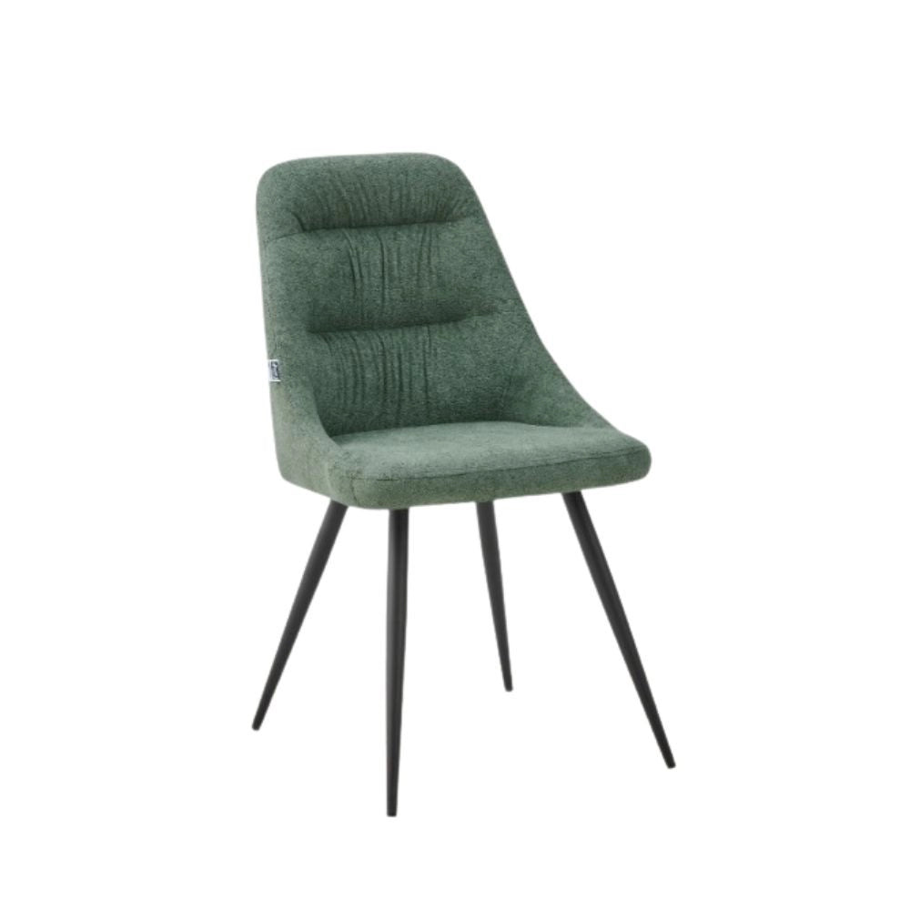 Set 2 sedie imbottite Cascade tessuto colore verde e gambe in metallo nero