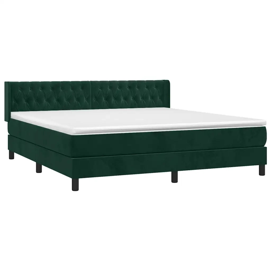 Giroletto a Molle con Materasso Verde Scuro 160x200 cm Velluto 3131150